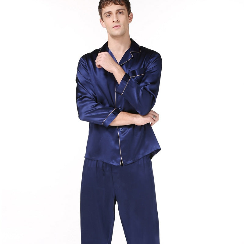 16 Momme 100% Mulberry Silk Men's Long Sleeve Pajamas Set