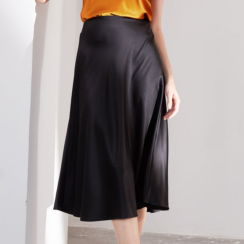 Summer High Quality Virgin Silk Midi Skirt