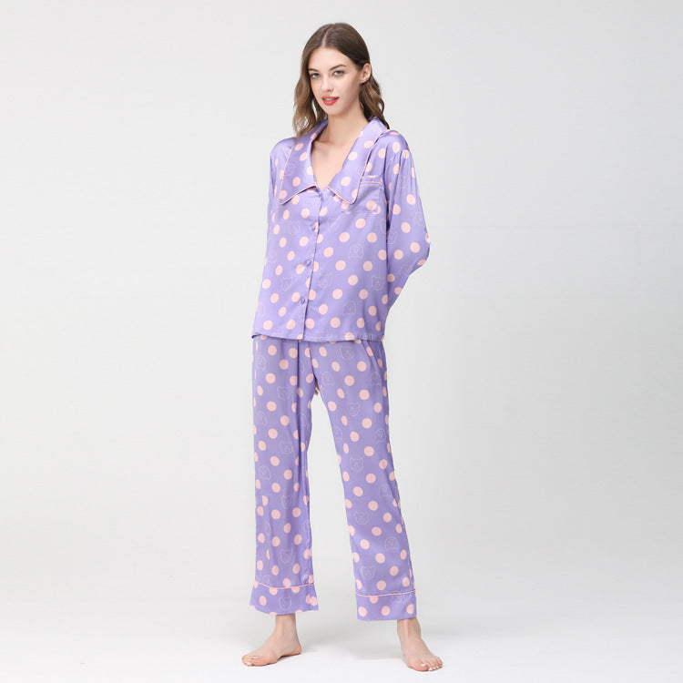 Purple Polka Dot Long Sleeved Pajama Set