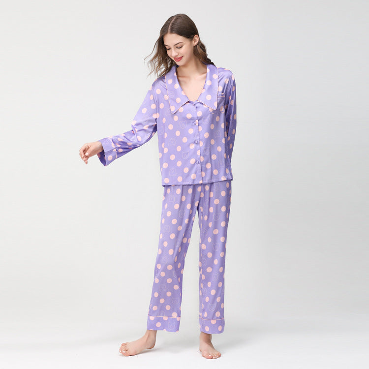 Purple Polka Dot Long Sleeved Pajama Set