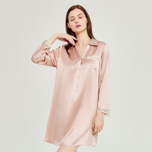 Sexy Silk Shirt Nightgown