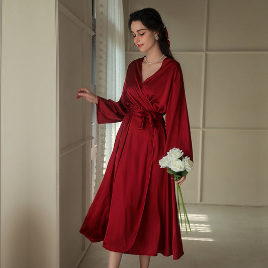 Women's Solid Color Satin Robe