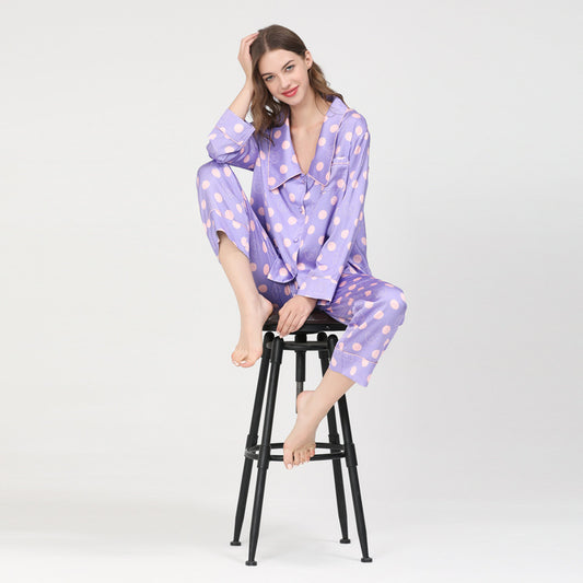 Purple Polka Dot Long Sleeved Pajama Set