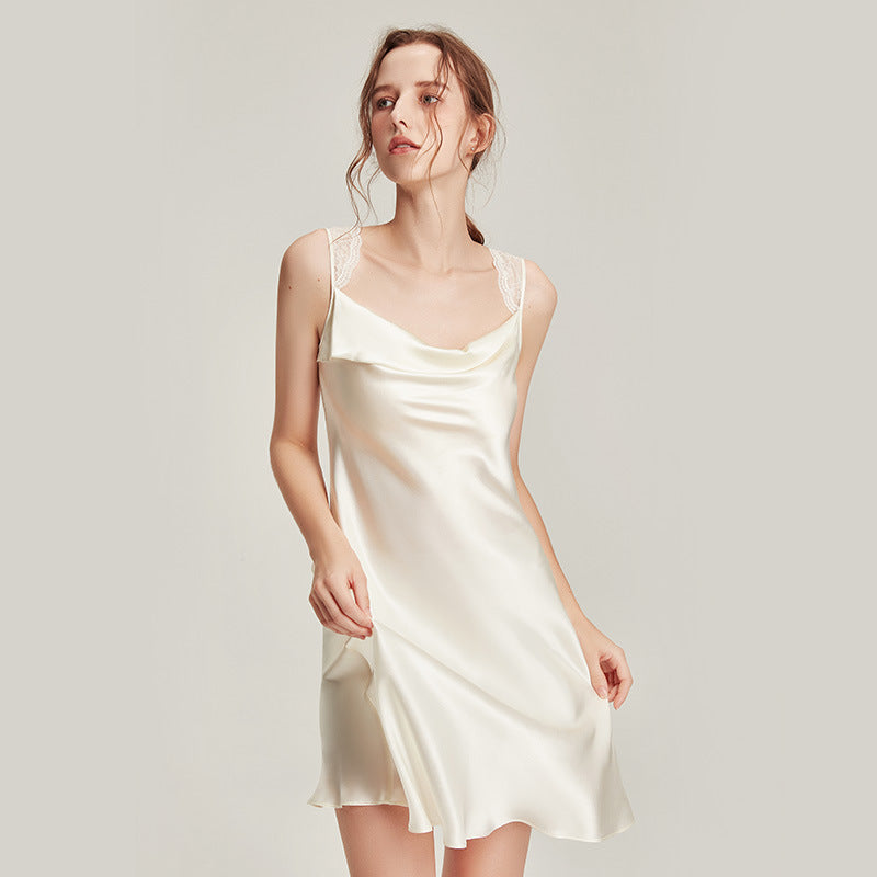 White Silk Suspender Nightgown