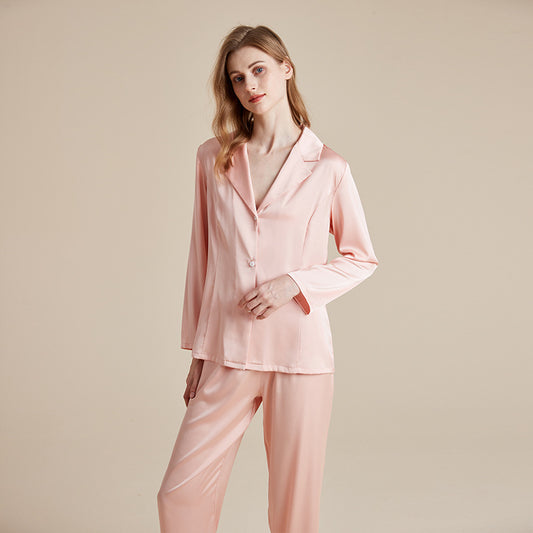 Pink Ice Silk Long-sleeved Pajama Set