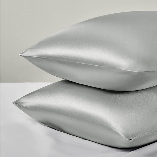 Silver Grey Silk Pillowcase 2 Pack 20x30 inches