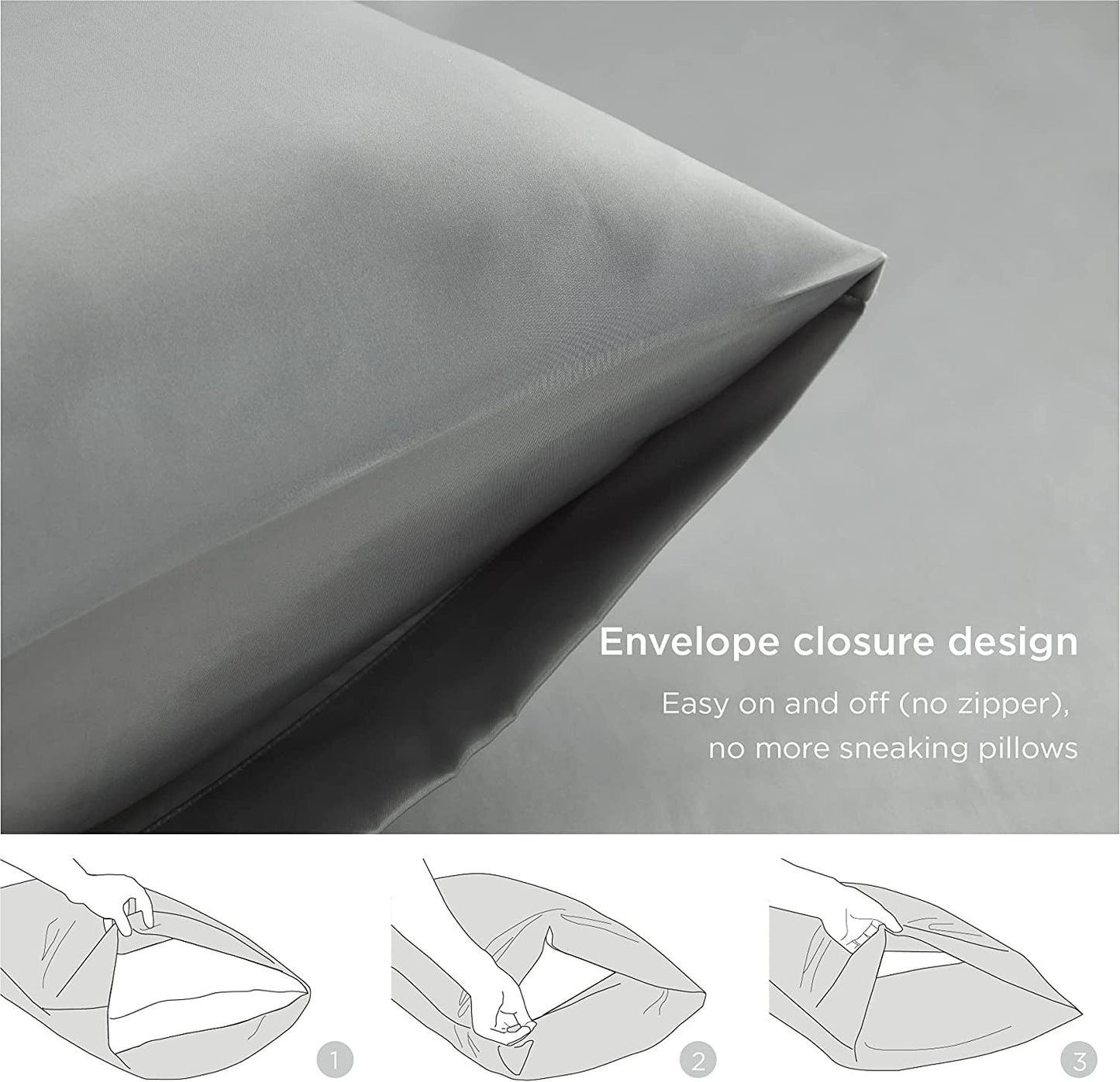 Silver Grey Silk Pillowcase 2 Pack 20x30 inches